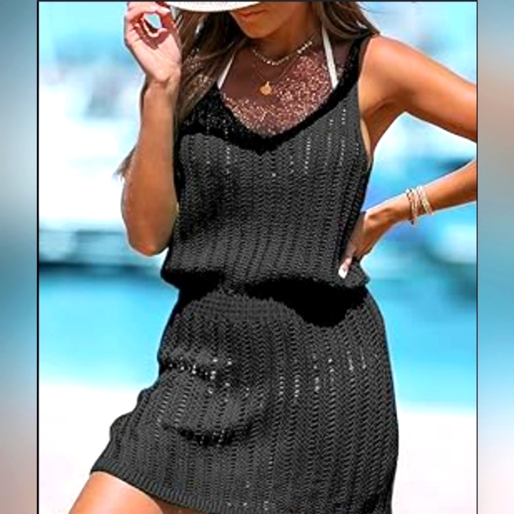 CUPSHE Black Knit Swim Cover-Up